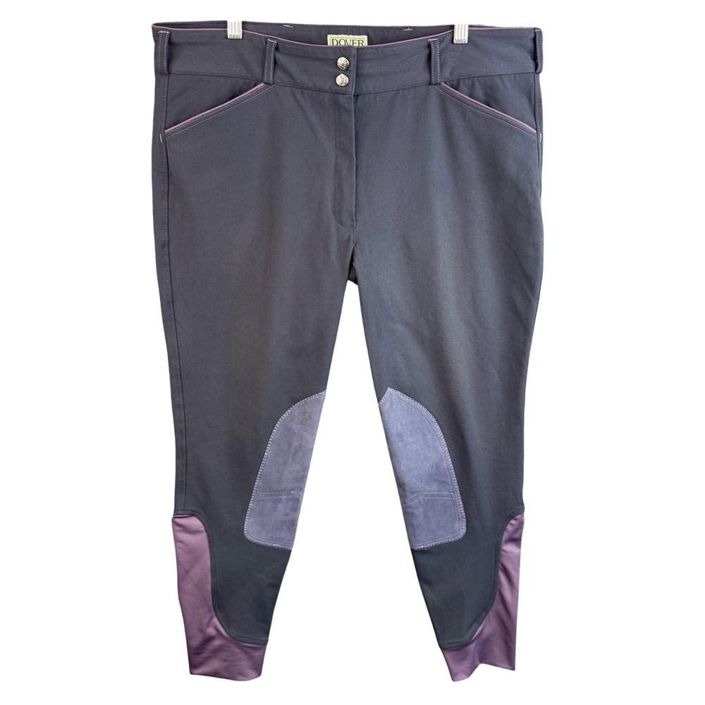 Dover Saddlery Riding Breeches Womens 34 Gray Knee Patch Equestrian Horse Riding